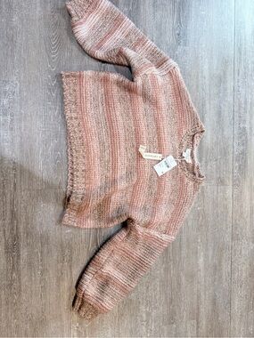 saltwater LUXE Blush Pink Striped Crewneck Sweater